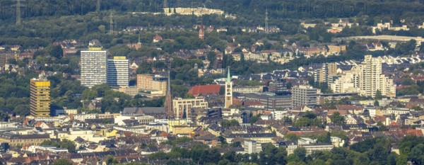 Aerial view, Old Town and City skyscrapers with Provost Church St. Augustinus and Old Town Church