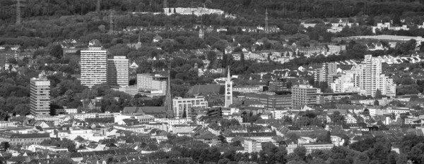 Aerial view, Old Town and City skyscrapers with Provost Church St. Augustinus and Old Town Church