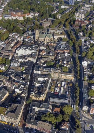 Aerial view, Hochstraße pedestrian zone and weekly market market at Springemarkt City Buer-Mitte