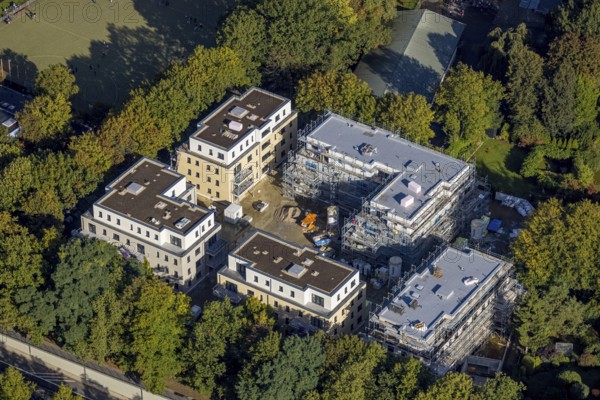 Aerial view, construction site Breddestraße for new construction of residential buildings in the