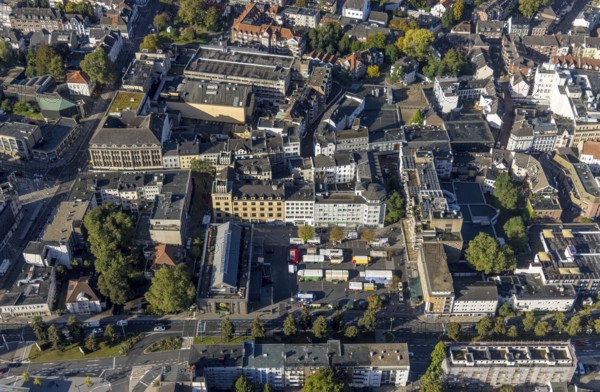 Aerial view, Hochstraße pedestrian zone City Buer-Mitte with market hall, Springemarkt and weekly