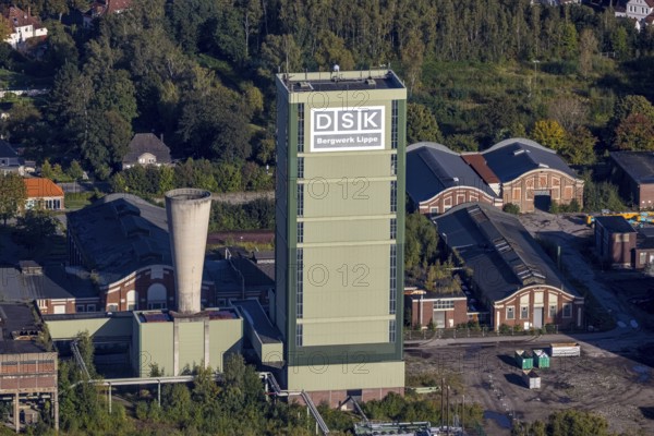 Aerial view, former DSK Lippe mine on Egonstraße on the city limits of Gelsenkirchen in the