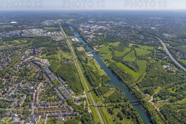 Aerial view, industrial park Nordstern, Nordsternpark, Heßler, Gelsenkirchen, Ruhr area, North