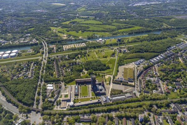 Aerial view, industrial park Nordstern, Nordsternpark, Heßler, Gelsenkirchen, Ruhr area, North