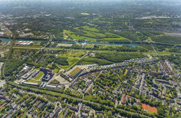 Aerial view, industrial park Nordstern, Nordsternpark, Heßler, Gelsenkirchen, Ruhr area, North