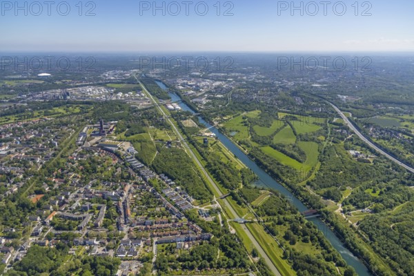 Aerial view, industrial park Nordstern, Nordsternpark, Heßler, Gelsenkirchen, Ruhr area, North