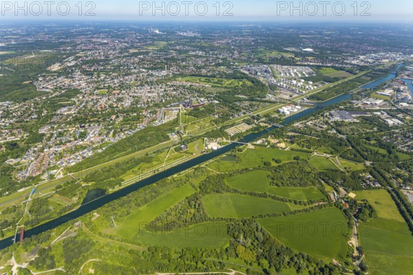 Aerial view, industrial park Nordstern, Nordsternpark, Heßler, Gelsenkirchen, Ruhr area, North
