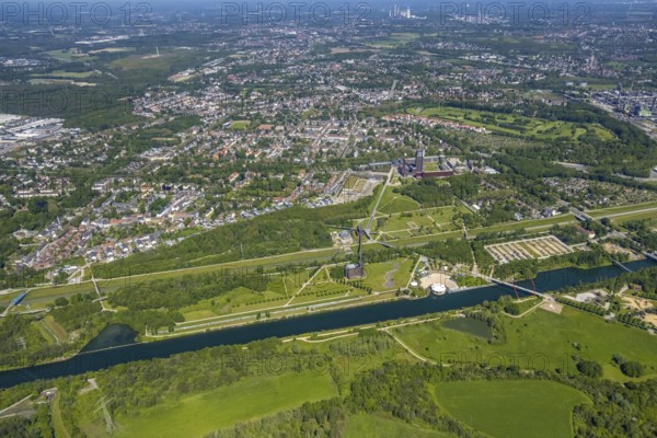Aerial view, industrial park Nordstern, Nordsternpark, Heßler, Gelsenkirchen, Ruhr area, North