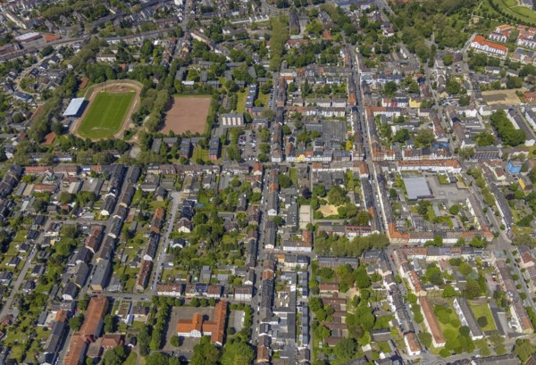 Aerial view, secondary centre Horst, Markenstraße, retail centre, Horst, Gelsenkirchen, Ruhr area,