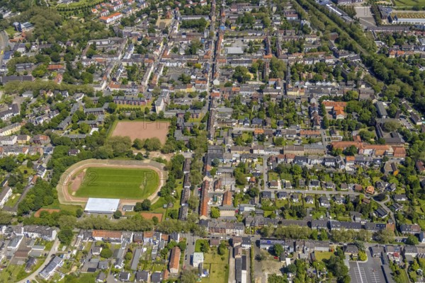 Aerial view, secondary centre Horst, Markenstraße, retail centre, Horst, Gelsenkirchen, Ruhr area,