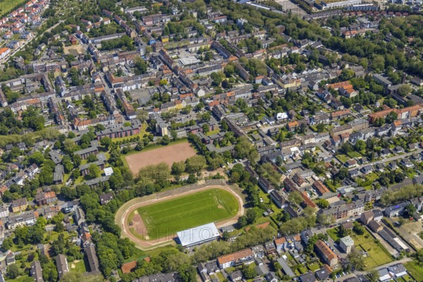 Aerial view, secondary centre Horst, Markenstraße, retail centre, Horst, Gelsenkirchen, Ruhr area,