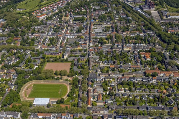 Aerial view, secondary centre Horst, Markenstraße, retail centre, Horst, Gelsenkirchen, Ruhr area,