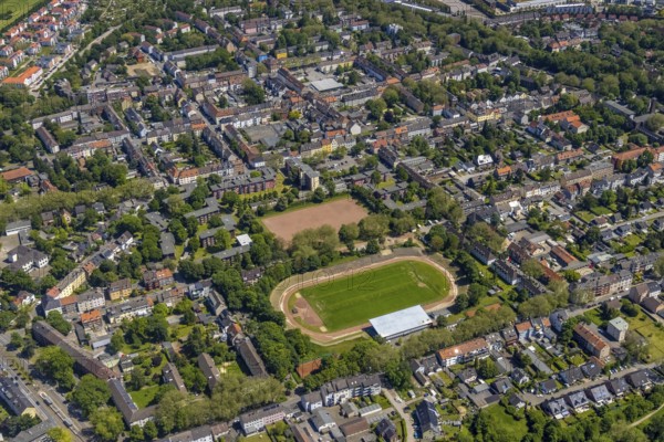 Aerial view, secondary centre Horst, Markenstraße, retail centre, Horst, Gelsenkirchen, Ruhr area,