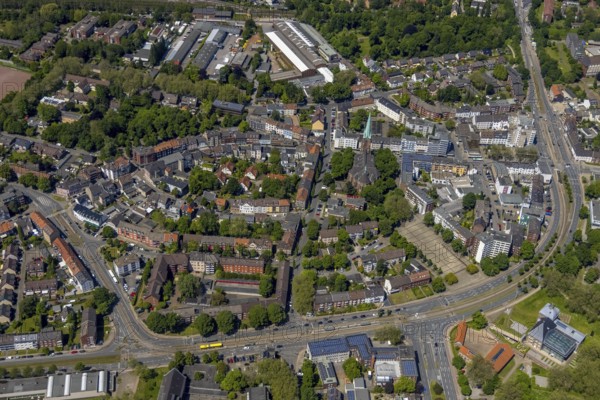 Aerial view, secondary centre Horst, Essener Straße, retail centre, Beckhausen, Gelsenkirchen, Ruhr