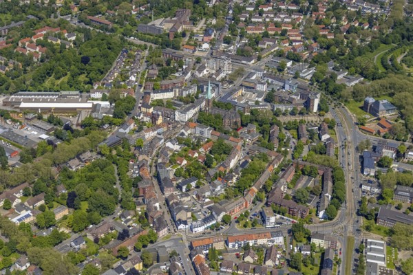 Aerial view, secondary centre Horst, Essener Straße, retail centre, Beckhausen, Gelsenkirchen, Ruhr