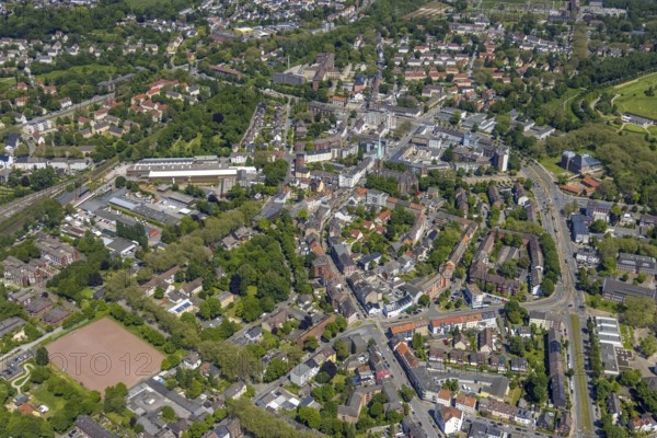 Aerial view, secondary centre Horst, Essener Straße, retail centre, Beckhausen, Gelsenkirchen, Ruhr