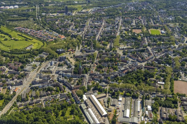 Aerial view, Horst secondary centre, Essener Straße, retail centre, Beckhausen, Gelsenkirchen, Ruhr