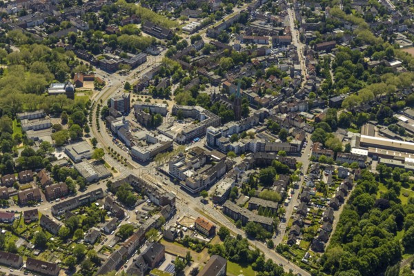 Aerial view, secondary centre Horst, Essener Straße, retail centre, Beckhausen, Gelsenkirchen, Ruhr
