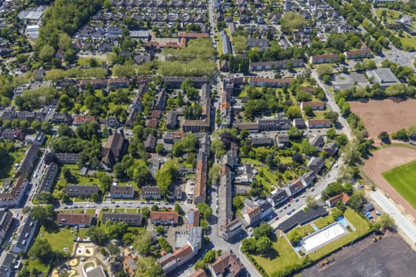 Aerial view, Perspective local supply centre Heßler, Fersenbruch, retail centre, Horst,