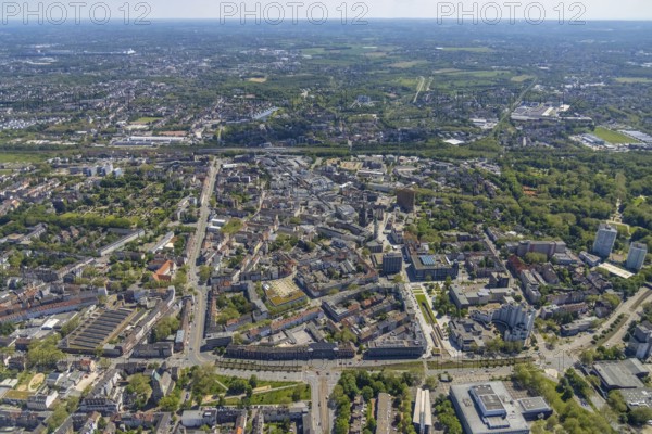 Aerial view, main centre Gelsenkirchen-Mitte, City Gelsenkirchen, Bahnhofstraße, market place,