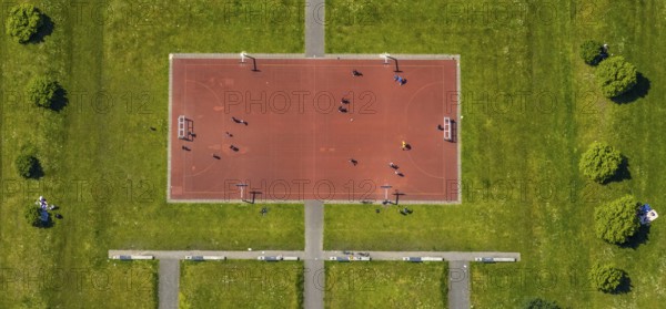Aerial view, Consol-Park football field, football pitch, leisure facility, Bismarck, Gelsenkirchen,