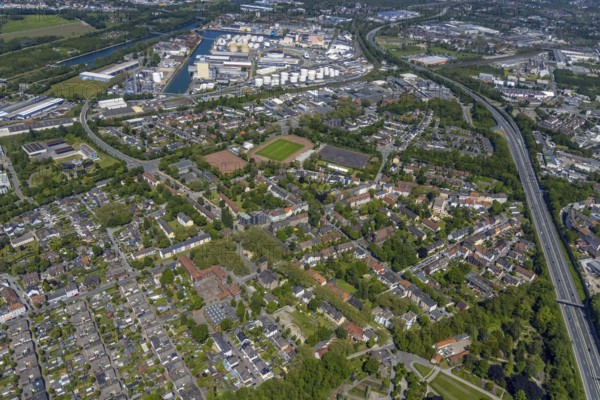 Aerial view, Perspective local supply centre Heßler, Fersenbruch, retail centre, Horst,