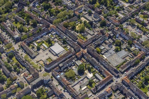 Aerial view, secondary centre Horst, Markenstraße, retail centre, Horst, Gelsenkirchen, Ruhr area,