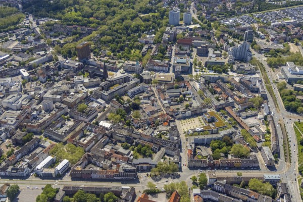 Aerial view, main centre Gelsenkirchen-Mitte, City Gelsenkirchen, Bahnhofstraße, market place,
