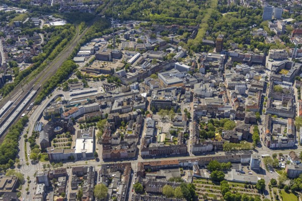 Aerial view, main centre Gelsenkirchen-Mitte, City Gelsenkirchen, Bahnhofstraße, market place,