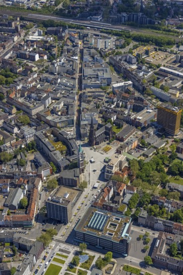 Aerial view, main centre Gelsenkirchen-Mitte, City Gelsenkirchen, Bahnhofstraße, market place,