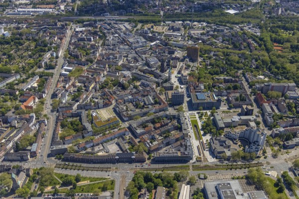 Aerial view, main centre Gelsenkirchen-Mitte, City Gelsenkirchen, Bahnhofstraße, market place,