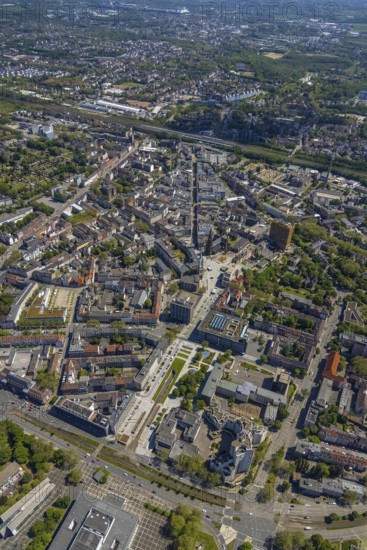 Aerial view, main centre Gelsenkirchen-Mitte, City Gelsenkirchen, Bahnhofstraße, market place,