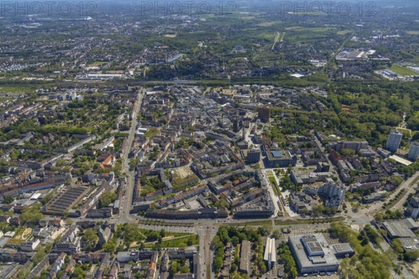 Aerial view, main centre Gelsenkirchen-Mitte, City Gelsenkirchen, Bahnhofstraße, market place,