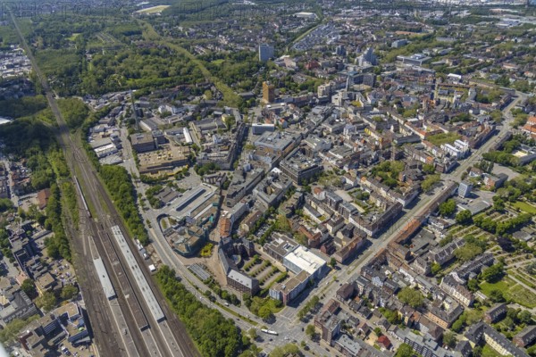 Aerial view, main centre Gelsenkirchen-Mitte, City Gelsenkirchen, Bahnhofstraße, market place,
