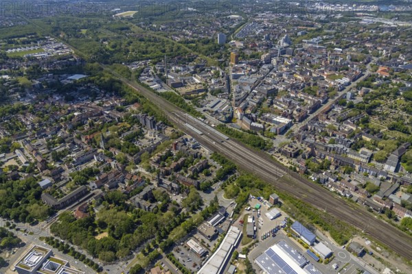 Aerial view, main centre Gelsenkirchen-Mitte, City Gelsenkirchen, Bahnhofstraße, market place,