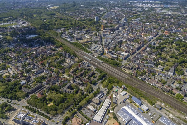 Aerial view, main centre Gelsenkirchen-Mitte, City Gelsenkirchen, Bahnhofstraße, market place,