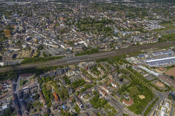 Aerial view, main centre Gelsenkirchen-Mitte, City Gelsenkirchen, Bahnhofstraße, market place,