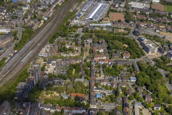 Aerial view, main centre Gelsenkirchen-Mitte, City Gelsenkirchen, Bahnhofstraße, market place,