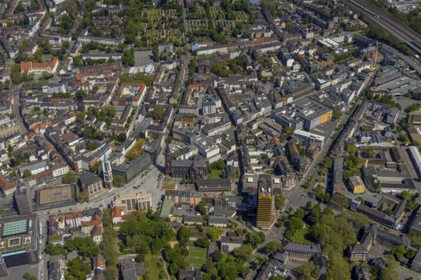 Aerial view, main centre Gelsenkirchen-Mitte, City Gelsenkirchen, Bahnhofstraße, market place,