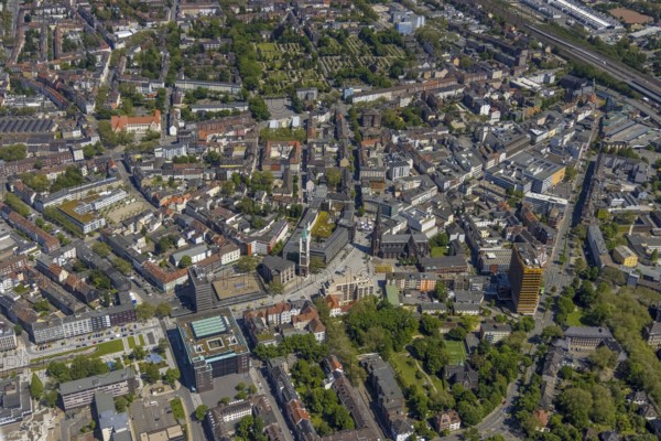 Aerial view, main centre Gelsenkirchen-Mitte, City Gelsenkirchen, Bahnhofstraße, market place,