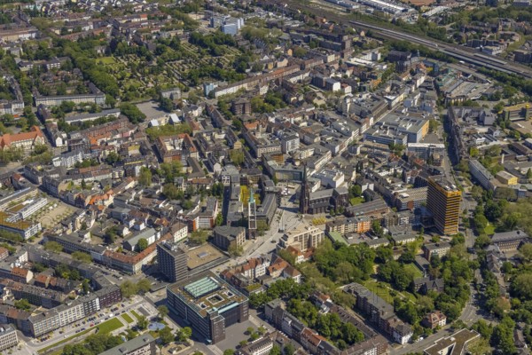 Aerial view, main centre Gelsenkirchen-Mitte, City Gelsenkirchen, Bahnhofstraße, market place,