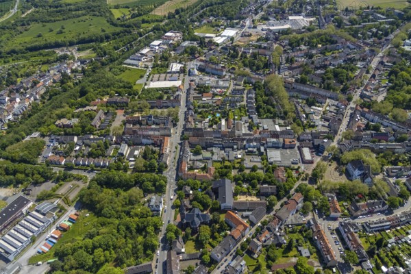 Aerial view, Rotthausen secondary centre, Karl-Meyer-Straße, retail centre, Rotthausen,
