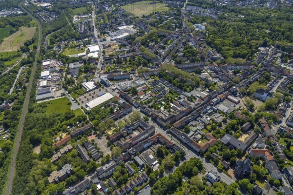 Aerial view, Rotthausen secondary centre, Karl-Meyer-Straße, retail centre, Rotthausen,