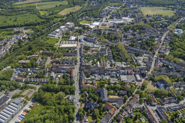 Aerial view, Rotthausen secondary centre, Karl-Meyer-Straße, retail centre, Rotthausen,
