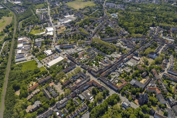 Aerial view, Rotthausen secondary centre, Karl-Meyer-Straße, retail centre, Rotthausen,