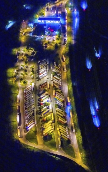 Aerial photo, motorway service area Resser Mark, Resse, Gelsenkirchen, Ruhr area, North