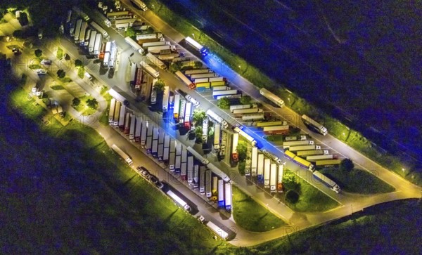 Aerial view, motorway service area Resser Mark, Resse, Gelsenkirchen, Ruhr area, North