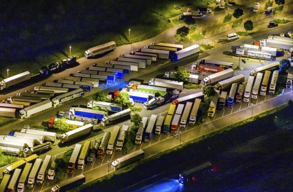 Aerial view, motorway service area Resser Mark, Resse, Gelsenkirchen, Ruhr area, North