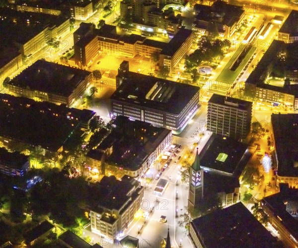 Aerial view, City and evang. Old Town Church, Ebertstraße and Heinrich-König-Platz, Old Town,