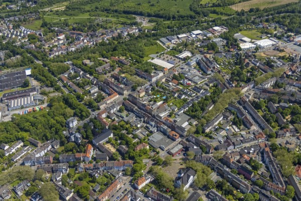 Aerial view, Rotthausen secondary centre, Karl-Meyer-Straße, retail centre, Rotthausen,